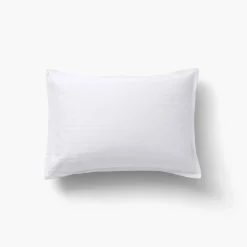Taies D’oreiller|Carré Blanc Taie d'oreiller rectangulaire satin de coton jacquard pois et rayures Prestige blanc