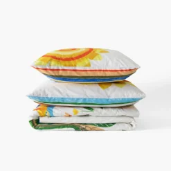 Linge De Litbio|Taies D'oreiller|Carré Blanc Taie d'oreiller rectangulaire coton bio Pinata