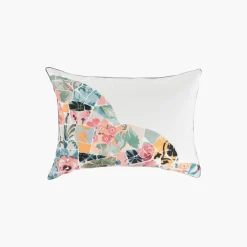 Taies D’oreiller|Carré Blanc Taie d'oreiller rectangulaire réversible percale de coton Azulejos