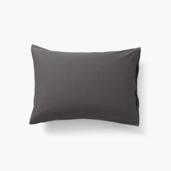 Taies D’oreiller|Carré Blanc Taie d'oreiller rectangulaire satin de coton lavé bio Quartz galet