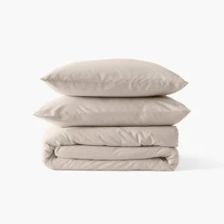Coffrets Cadeaux|Taies D’oreiller|Carré Blanc Taie d'oreiller rectangulaire satin de coton bio lavé Quartz dune