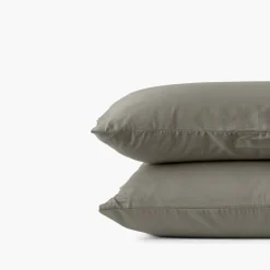 Taies D’oreiller|Carré Blanc Taie d'oreiller rectangulaire satin de coton lavé biologique Quartz jade