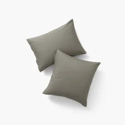 Taies D’oreiller|Carré Blanc Taie d'oreiller rectangulaire satin de coton lavé biologique Quartz jade