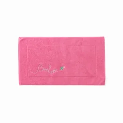 Tapis De Bain|Carré Blanc Tapis de bain bouclette de coton Eloges rose