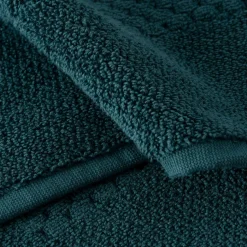 Tapis De Bain|Carré Blanc Tapis de bain coton Eclats bleu pétrole