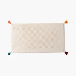 Tapis De Bain|Carré Blanc Tapis de bain coton Eclats naturel