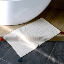 Tapis De Bain|Carré Blanc Tapis de bain coton Eclats naturel