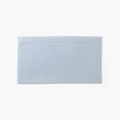 Tapis De Bain|Carré Blanc Tapis de bain coton Equinoxe bleu givre