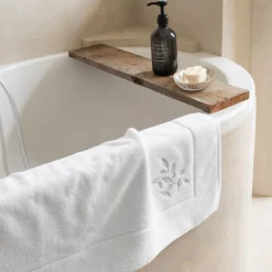 Tapis De Bain|Carré Blanc Tapis de bain coton Equinoxe neige