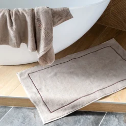 Tapis De Bain|Carré Blanc Tapis de bain coton et viscose de bambou Aura taupe
