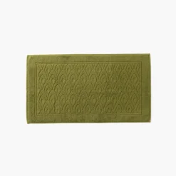 Tapis De Bain|Carré Blanc Tapis de bain coton et viscose de bambou Silvalys vert mousse