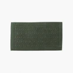 Tapis De Bain|Carré Blanc Tapis de bain coton et viscose de bambou Silvalys vert forêt