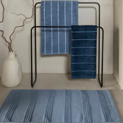 Coffrets Cadeaux|Tapis De Bain|Carré Blanc Tapis de bain coton Hypnotic indigo