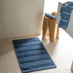 Tapis De Bain|Carré Blanc Tapis de bain coton Hypnotic marine