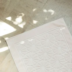 Tapis De Bain|Carré Blanc Tapis de bain coton Lotus rosée