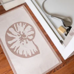 Tapis De Bain|Carré Blanc Tapis de bain coton Récif sable