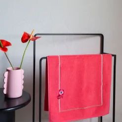 Tapis De Bain|Carré Blanc Tapis de bain coton Rosella coquelicot