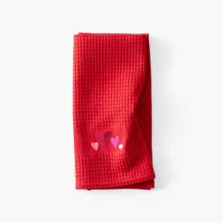 Torchons & Essuie-mains|Coffrets Cadeaux|Carré Blanc Torchon coton nid d'abeille Aime rouge
