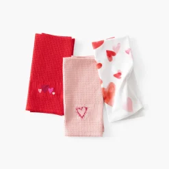 Torchons & Essuie-mains|Coffrets Cadeaux|Carré Blanc Torchon coton nid d'abeille Aime rouge
