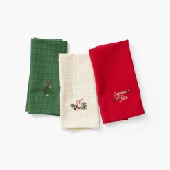 Torchons & Essuie-mains|Carré Blanc Torchon coton nid d'abeille Tradition rouge