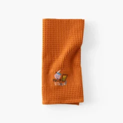 Torchons & Essuie-mains|Carré Blanc Torchon coton nid d'abeille Tcafé rouille