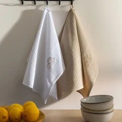 Torchons & Essuie-mains|Carré Blanc Torchon coton nid d'abeille Mykonos blanc