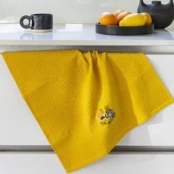 Torchons & Essuie-mains|Carré Blanc Torchon coton nid d'abeille Tcafé curcuma