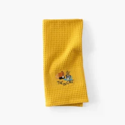 Torchons & Essuie-mains|Carré Blanc Torchon coton nid d'abeille Tcafé curcuma